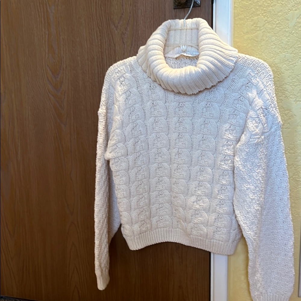 Cozy Cream Cowl Neck Cable Knit Sweater